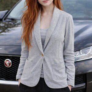 Lilly Pulitzer Mindy Heather Gray Shawl Collar Sweatshirt Cardigan Size Large